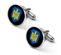 Ukrainian Nationalists Coat of Arms Mens Classic Cufflinks Custom Shirt Cuff Links Jewelry Accessories for Business Wedding 0.7" 0.8"