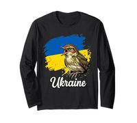 Ukrainian Nightingale Bird Song Flag Support Long Sleeve T-Shirt
