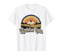 Ukrainian Roots Retro Sunset Wheat Stork 1970s Groovy T-Shirt