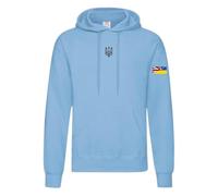 Ukrainian Trident Emblem Hoodie Split Ukraine United Kingdom Flag on Sleeve (UK, Alpha, 3XL, Regular, Regular, Powder Blue)