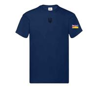 Ukrainian Trident Emblem T Shirt Split Ukraine United Kingdom Flag on Sleeve (UK, Alpha, 4XL, Regular, Regular, Navy Blue)