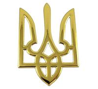 Ukrainian Trident GOLD finish decal emblem Ukraine Tryzub 3D sticker car 2"x3"
