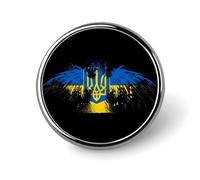 Ukrainians Flag Round Metal Badge Lapel Pin,Stylish Patriotic Pattern Button Brooch Decorative Badges for Men Women