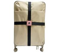 UKrevolutionS British Design Luggage Straps 2-in-1 Cross Suitcase Belts with Lock Exclusive Innovative Premium Heavy-Duty Black Seatbelt-Grade Strap with Dusty Rose Solid Metal Buckles