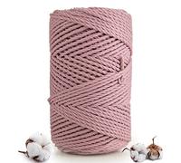 UKropes Macrame Cord 3mm 3-ply DUSTY PINK Macrame Cotton Rope, Craft String for Knitting, Crochet, Macramé for Handmade Wall Hanging, Dream Catcher, Plant Hangers, Kit, DIY projects