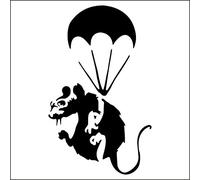 uksellingsuppliers ® Mouse Hole SMALL BANKSY RAT PARATROOPER Skirting Board Wall Sticker Vinyl Decal 10cm x 10cm