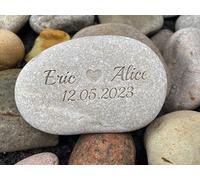 UKTMALL 5-7 CM Personalised Engraved Natural stone, Large, Marriage Anniversary & Birthday, Date, Grave Marker, Memorial, Thank you gift