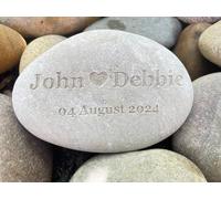 UKTMALL 8-10 CM Personalised Engraved Natural stone, Pebble, Marriage Anniversary & Birthday, Date, Grave Marker, Memorial, Thank you gift