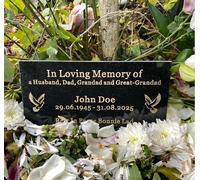 UKTMALL Personalised Natural Granite Memorial Plaque, 6 Dove, Multiple Size colour, Granite Headstone, Engraved, Crematorium, Grave Marker, Grave, Memorial Stone, Memorial (Black(10mm Thick))