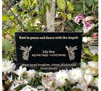 UKTMALL Personalised Natural Granite Memorial Plaque, Popular Motifs, Multiple Size colour, Granite Headstone, Engraved, Crematorium, Grave Marker, Grave, Memorial Stone, Memorial(Black)