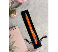 UKTMALL Personalised Pens, Free velvet pen case, Engraved pen in bulk, For Wedding, Teacher, Faimily,Business Promotion, Baby shower, Club member,with rings. (Orange+Free black velvet)