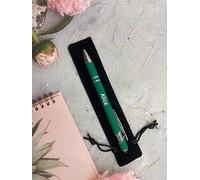 UKTMALL Personalised Pens, Free velvet pen case, Engraved pen in bulk, For Wedding, Teacher, Faimily,Business Promotion, Baby shower, Club member,with rings. (Green+Free black velvet)