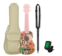 Ukulele 21inch 4string Ukulele Pink Mini With String Tuner And Accessory Bag