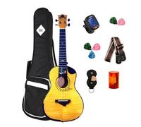 Ukulele 24" Ukulele Concert Cutaway Body 2A Canadian Tiger Maple Top Glossy Japanese Carton Strings(1)