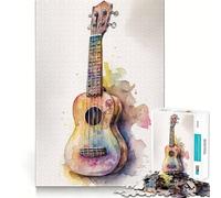 Ukulele Adult Jigsaw Puzzles1000 Pieces Brain Game Gift High Precision Die Cut Relaxing Indoor Group Activity (38x26cm)