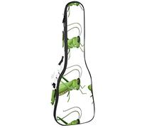 Ukulele Bag Cartoon Green Grasshopper Locust Insect Pattern Ukulele Case for Soprano Tenor Concert 23 Inch 10MM Thick Soft Padded Adjustable Straps Gig Bag