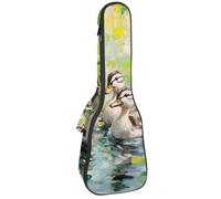 Ukulele Bag, Ukulele Case for Soprano Tenor Concert 23 Inch 10MM Thick Soft Padded Adjustable Straps Gig Bag, Indian Runner Ducks on Water Painting