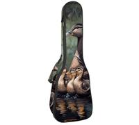 Ukulele Bag, Ukulele Case for Soprano Tenor Concert 23 Inch 10MM Thick Soft Padded Adjustable Straps Gig Bag, Group of Indian Runner Ducks