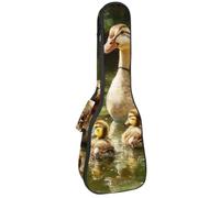 Ukulele Bag, Ukulele Case for Soprano Tenor Concert 23 Inch 10MM Thick Soft Padded Adjustable Straps Gig Bag, Indian Runner Duck and Ducklings