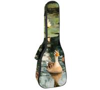 Ukulele Bag, Ukulele Case for Soprano Tenor Concert 23 Inch 10MM Thick Soft Padded Adjustable Straps Gig Bag, Indian Runner Ducks on Lotus Pond
