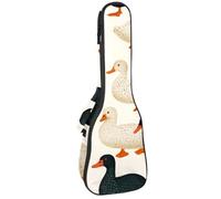 Ukulele Bag, Ukulele Case for Soprano Tenor Concert 23 Inch 10MM Thick Soft Padded Adjustable Straps Gig Bag, Black and White Indian Runner Ducks