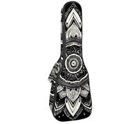 Ukulele Bag, Ukulele Case for Soprano Tenor Concert 23 Inch 10MM Thick Soft Padded Adjustable Straps Gig Bag, Dark Bohemian Mandala