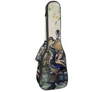 Ukulele Bag, Ukulele Case for Soprano Tenor Concert 23 Inch 10MM Thick Soft Padded Adjustable Straps Gig Bag, Group of Indian Runner Ducks on Water
