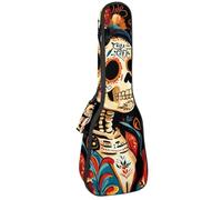 Ukulele Bag, Ukulele Case for Soprano Tenor Concert 23 Inch 10MM Thick Soft Padded Adjustable Straps Gig Bag, Day of the Dead Skeleton Couple