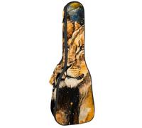 Ukulele Bag, Ukulele Case for Soprano Tenor Concert 23 Inch 10MM Thick Soft Padded Adjustable Straps Gig Bag, Watercolor Lion and Tiger