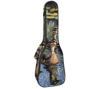 Ukulele Bag, Ukulele Case for Soprano Tenor Concert 23 Inch 10MM Thick Soft Padded Adjustable Straps Gig Bag, Indian Runner Ducks Swimming
