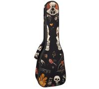 Ukulele Bag, Ukulele Case for Soprano Tenor Concert 23 Inch 10MM Thick Soft Padded Adjustable Straps Gig Bag, Mexican Sugar Skull Couple