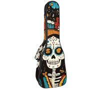 Ukulele Bag, Ukulele Case for Soprano Tenor Concert 23 Inch 10MM Thick Soft Padded Adjustable Straps Gig Bag, Two Mexican Sugar Skull Skeleton