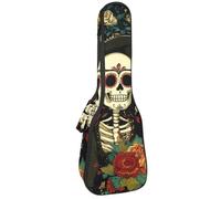 Ukulele Bag, Ukulele Case for Soprano Tenor Concert 23 Inch 10MM Thick Soft Padded Adjustable Straps Gig Bag, Sugar Skeleton Skull Couple