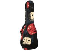Ukulele Bag, Ukulele Case for Soprano Tenor Concert 23 Inch 10MM Thick Soft Padded Adjustable Straps Gig Bag, White and Red Dices