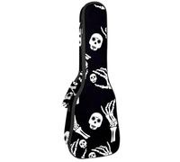 Ukulele Bag, Ukulele Case for Soprano Tenor Concert 23 Inch 10MM Thick Soft Padded Adjustable Straps Gig Bag, Day of the Dead Skull and Skeleton Hand
