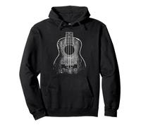 Ukulele Beach Uke Guitar Player. Grunge Distressed Effect Pullover Hoodie