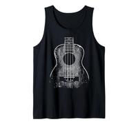 Ukulele Beach Uke Guitar Player. Grunge Distressed Effect Tank Top
