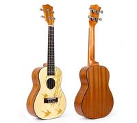 Ukulele Beginner Left Hand Ukulele Concert 23" Solid Mahogany 12 Fret 1:18 Copper Tuners(Color:B)