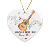 Ukulele Ceramic Ornament Christmas Tree 2025, Personalized Musical Instrument Xmas Ornament, Ukulele Player Ornaments Gift for Men Women, Custom Text & Name Musical Instrument Lover Ceramic Keepsake