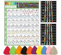 Ukulele Chord Chart With Fretboard Stickers and 10 Color Picks