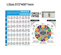 Ukulele Chords Chart Poster for Learning, 2 Sizes (S & L), Color-Coded Finger Practice Chart for Beginners, Made of Coated Paper