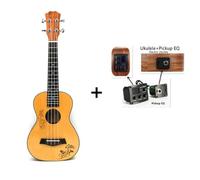 Ukulele Concert 23 Spruce Top Hawaiian 4 String Guitar Electric Ukulele Butterfly Heart Flower Pattern(Color:Only electric Uku)