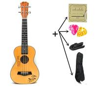 Ukulele Concert 23 Spruce Top Hawaiian 4 String Guitar Electric Ukulele Butterfly Heart Flower Pattern(Color:Uku with all parts)