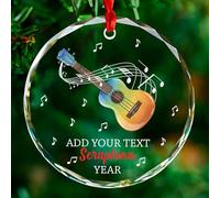 Ukulele Instrument Ornament Christmas Decor, Custom Text Name Ukulelist Glass Ornament, Musical Ornaments Gifts for Music Enthusiast Sister Brother, Personalized Ukulele Player Keepsake Xmas