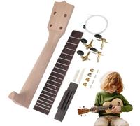 Ukulele Neck Kit - Ukuleles Guitar Build Kit | Wood Ukulele Neck Installation Tools With Assembly Manual | DIY Cookie Box Ukulelle Neckk Kitt + Strings + Tuning Pegs + Bridge