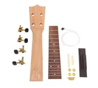 Ukulele Neck Kit, Wooden DIY Replacement Parts Bundle with Tuners Strings Bridge, Repair Assembly Hardware Set for 21 Inch Soprano Concert Tenor Ukulele Building