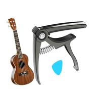 Ukulele Pick Clamp, Guitar Capo, 4-in-1 Acoustic Electric Built-In Tuning, Function Multi-Purpose Musical, Instrument Accessory for Ukulele, Banjo Studio Stage, 3.15 x 3.74 Inches