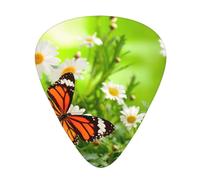 Ukulele Plectrums, Guitar Players Sampler 12 Piece, for Acoustic, Bass, and Electric Guitars-Butterfly on Daisy Flower print