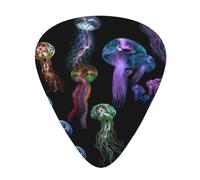 Ukulele Plectrums, Guitar Players Sampler 12 Piece, for Acoustic, Bass, and Electric Guitars-color jellyfish print