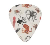Ukulele Plectrums, Guitar Players Sampler 12 Piece, for Acoustic, Bass, and Electric Guitars-Color octopus print